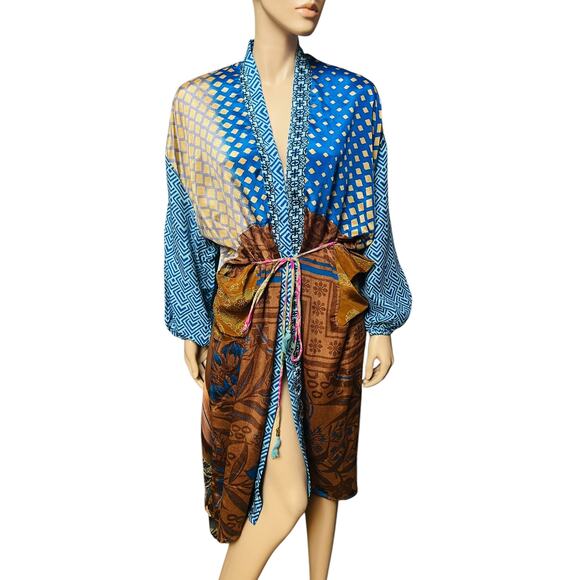 NEW Guru 100% Silk Upcycled Made in India from Vintage Saris One Size Fit M/L - Picture 5 of 16